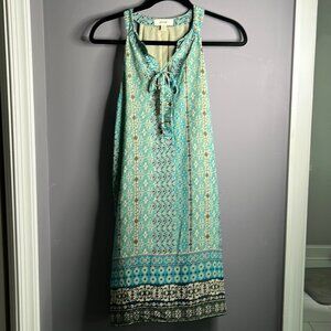 Meraki Blue Printed Halter Dress Size Medium